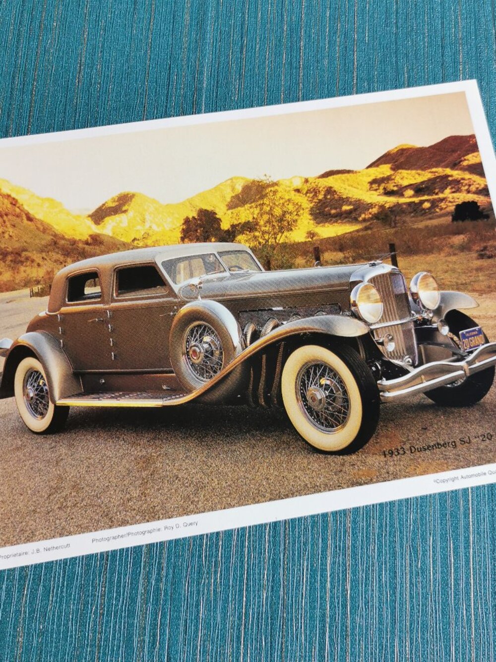 Dusenberg SJ '20 Grand' Classic Auto Art 9 5/8"x7" Luxury Automobile Classic Car